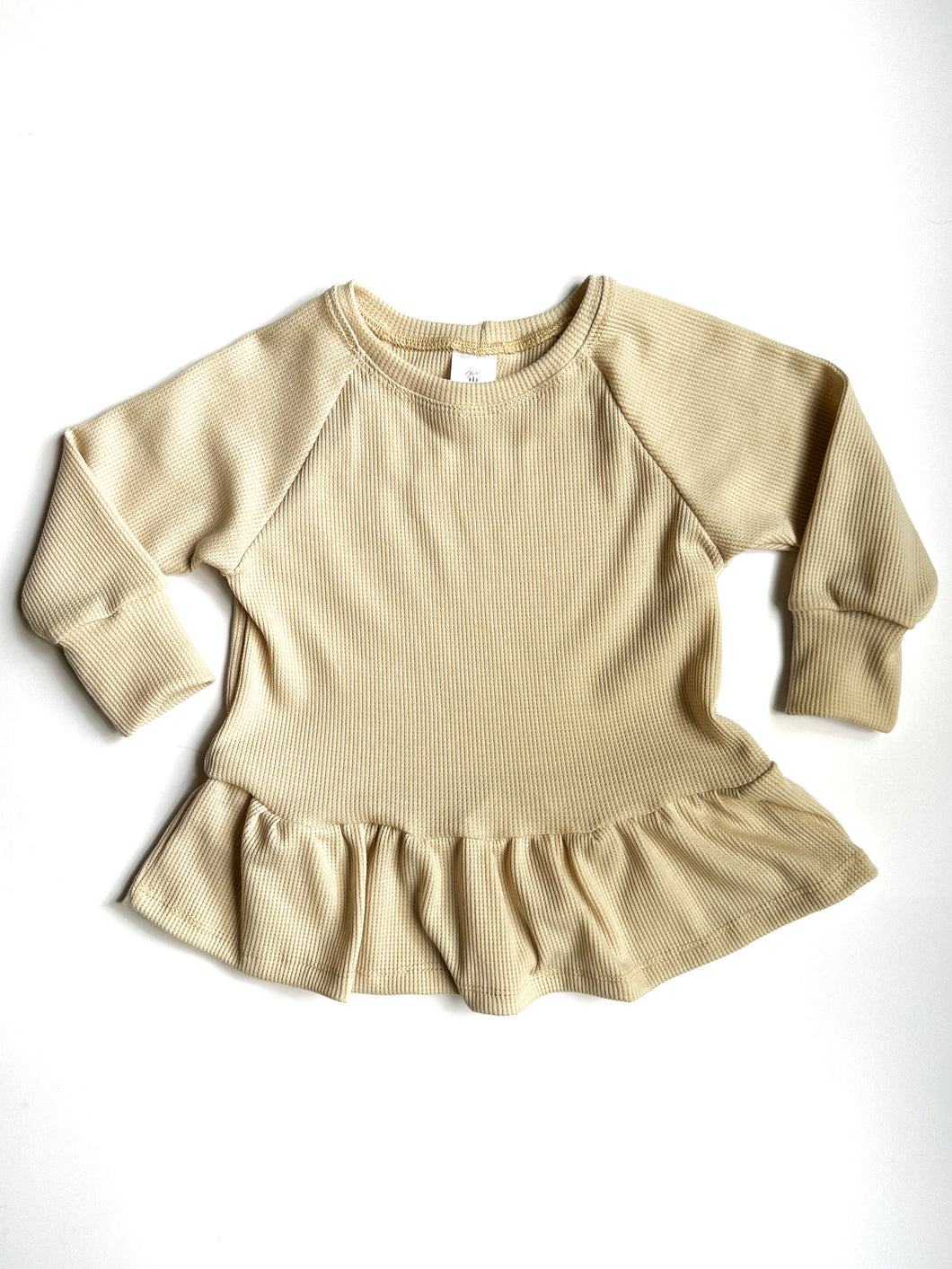 Cream Waffle Shirt (Peplum or Banded Hem)