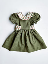 Load image into Gallery viewer, Olive/Floral Puff Sleeve Dress
