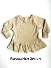 Load image into Gallery viewer, Cream Waffle Shirt (Peplum or Banded Hem)
